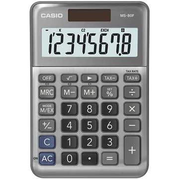 Számológép, asztali, 8 számjegy, CASIO "MS-80 F", szürke Számológép, asztali, 8 számjegy, CASIO "MS-80 F", szürke