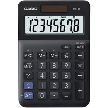 Számológép, asztali, 8 számjegy, CASIO "MS-8 F", fekete Számológép, asztali, 8 számjegy, CASIO "MS-8 F", fekete