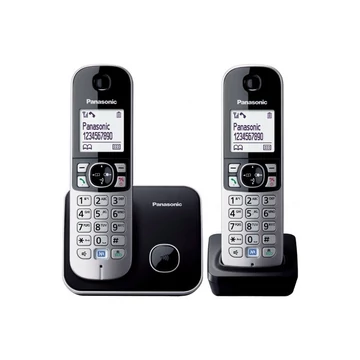 Telefon, vezeték nélküli, telefonpár, PANASONIC "KX-TG6812PDB Duo", fekete Telefon, vezeték nélküli, telefonpár, PANASONIC "KX-TG6812PDB Duo", fekete