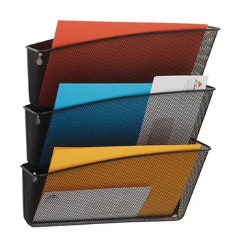 Irattartó, fali, fémhálós, 3 zsebes, ALBA, fekete Irattartó, fali, fémhálós, 3 zsebes, ALBA, fekete