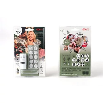 Bélyegző, kirakós, 10 motívummal, "Nio Karácsony", fehér ház, fekete párnával Bélyegző, kirakós, 10 motívummal, "Nio Karácsony", fehér ház, fekete párnával