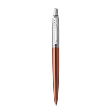 Golyóstoll, 0,7 mm, ezüst színű klip, Chelsea narancssárga tolltest, PARKER "Royal Jotter", kék