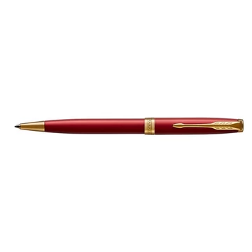 Golyóstoll, 1 mm, rotációs, piros tolltest, arany klip, PARKER "Royal Sonnet", kék