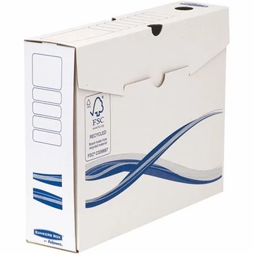 Archiválódoboz, A4, 80 mm, FELLOWES "Bankers Box Basic", kék-fehér, 10 db/csomag