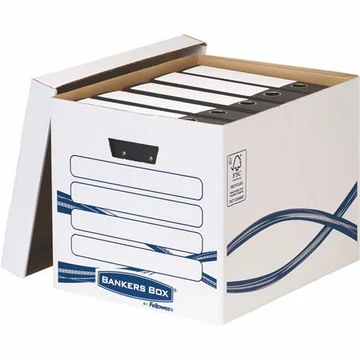 Archiválókonténer, karton, FELLOWES, "Bankers Box Basic Tall", kék-fehér, 10 db/csomag