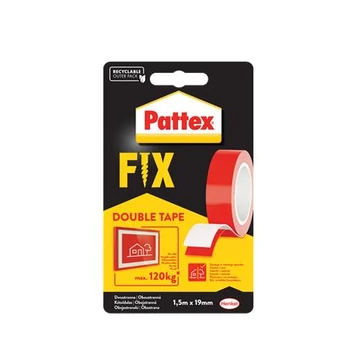 Ragasztószalag, kétoldalas, 19 mm x 1,5 m, HENKEL "Pattex Fix 120 kg", piros Ragasztószalag, kétoldalas, 19 mm x 1,5 m, HENKEL "Pattex Fix 120 kg", piros