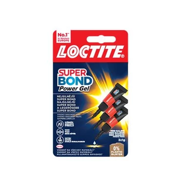 Pillanatragasztó gél, 3 x 1 g, HENKEL "Loctite Super Bond POWER Gél Mini Trio" Pillanatragasztó gél, 3 x 1 g, HENKEL "Loctite Super Bond POWER Gél Mini Trio"