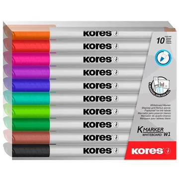 Tábla- és flipchart marker készlet, 1-3 mm kúpos, KORES "K-Marker W1", 10 különböző szín Tábla- és flipchart marker készlet, 1-3 mm kúpos, KORES "K-Marker W1", 10 különböző szín