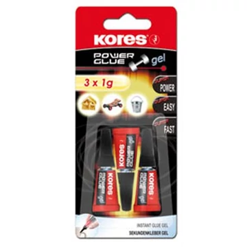 Pillanatragasztó gél, 3x1 g, KORES "Power Glue Gel" Pillanatragasztó gél, 3x1 g, KORES "Power Glue Gel"