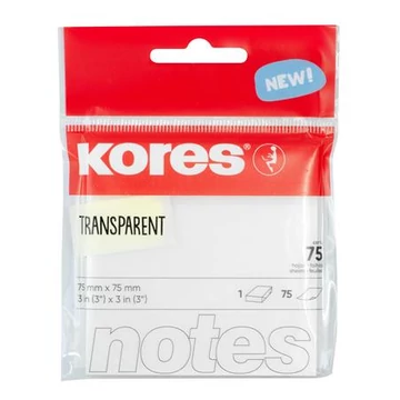 Öntapadó jegyzettömb, 75x75 mm, 75 lap, KORES, áttetsző Öntapadó jegyzettömb, 75x75 mm, 75 lap, KORES, áttetsző