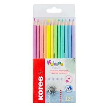 Színes ceruza készlet, háromszögletű, KORES "Kolores Pastel", 12 pasztell szín Színes ceruza készlet, háromszögletű, KORES "Kolores Pastel", 12 pasztell szín