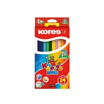 Színes ceruza készlet, háromszögletű, jumbo, KORES "Kolores Jumbo", 24 különböző szín
