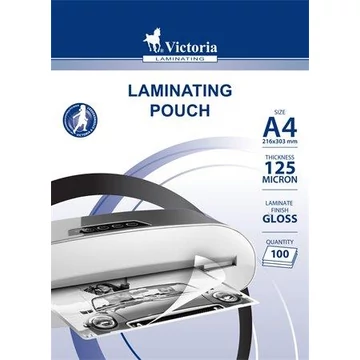 Meleglamináló fólia, 125 mikron, A4, fényes, VICTORIA OFFICE Meleglamináló fólia, 125 mikron, A4, fényes, VICTORIA OFFICE