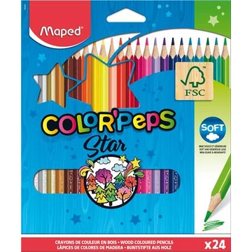 Színes ceruza készlet, háromszögletű, MAPED "Color`Peps Star", 24 különböző szín Színes ceruza készlet, háromszögletű, MAPED "Color`Peps Star", 24 különböző szín