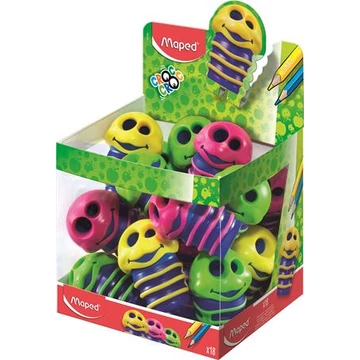 Hegyező display, kétlyukú, tartályos, MAPED "Croc Croc", kukac, vegyes színek Hegyező display, kétlyukú, tartályos, MAPED "Croc Croc", kukac, vegyes színek