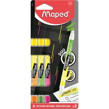 Szövegkiemelő készlet, 1-5 mm, kétvégű, MAPED "Fluo Peps Duo", vegyes színek Szövegkiemelő készlet, 1-5 mm, kétvégű, MAPED "Fluo Peps Duo", vegyes színek