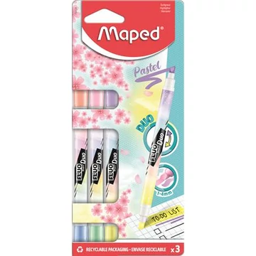 Szövegkiemelő készlet, 1-5 mm, kétvégű, MAPED "Fluo Peps Duo", 6 különböző pasztell szín Szövegkiemelő készlet, 1-5 mm, kétvégű, MAPED "Fluo Peps Duo", 6 különböző pasztell szín