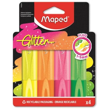 Szövegkiemelő készlet, 1-5 mm, MAPED "Glitter Fluo Peps", vegyes fluoreszkáló színek Szövegkiemelő készlet, 1-5 mm, MAPED "Glitter Fluo Peps", vegyes fluoreszkáló színek