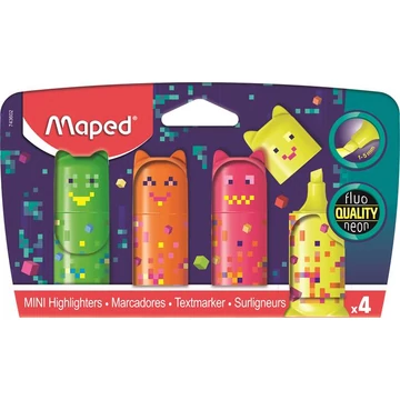 Szövegkiemelő készlet, 1-5 mm, MAPED "Pixel Party Mini", 4 különböző szín Szövegkiemelő készlet, 1-5 mm, MAPED "Pixel Party Mini", 4 különböző szín