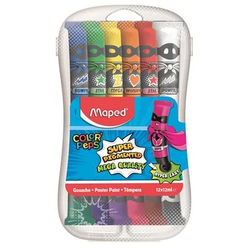 Tempera készlet, 12 darabos, műanyag dobozban, MAPED Tempera készlet, 12 darabos, műanyag dobozban, MAPED