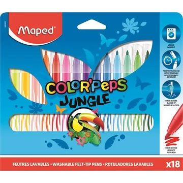 Filctoll készlet, 2,8 mm, kimosható, MAPED "Color`Peps Jungle", 18 különböző szín Filctoll készlet, 2,8 mm, kimosható, MAPED "Color`Peps Jungle", 18 különböző szín