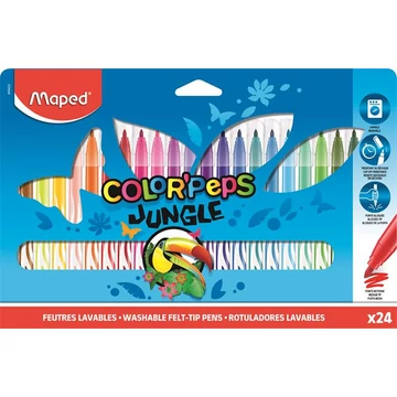 Filctoll készlet, 2,8 mm, kimosható, MAPED "Color`Peps Jungle", 24 különböző szín Filctoll készlet, 2,8 mm, kimosható, MAPED "Color`Peps Jungle", 24 különböző szín