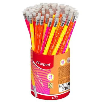 Grafitceruza radírral, ceruzatartó, HB, háromszögletű, MAPED "Black`Peps Neon", vegyes színek Grafitceruza radírral, ceruzatartó, HB, háromszögletű, MAPED "Black`Peps Neon", vegyes színek