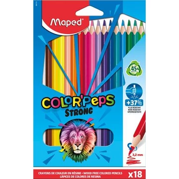 Színes ceruza készlet, háromszögletű, MAPED "Color`Peps Strong", 18 különböző szín Színes ceruza készlet, háromszögletű, MAPED "Color`Peps Strong", 18 különböző szín