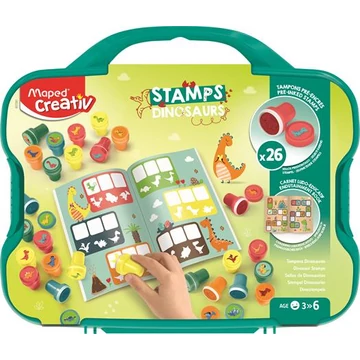 Nyomdázó készlet, foglalkoztató füzettel, bőröndben, MAPED CREATIV "Stamps", dinoszaurusz Nyomdázó készlet, foglalkoztató füzettel, bőröndben, MAPED CREATIV "Stamps", dinoszaurusz