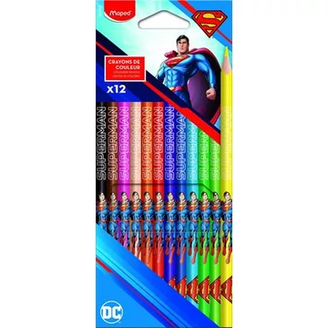 Színes ceruza készlet, háromszögletű, MAPED "Superman", 12 különböző szín Színes ceruza készlet, háromszögletű, MAPED "Superman", 12 különböző szín