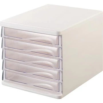 Irattároló, műanyag, 5 fiókos, HELIT, fehér/áttetsző Irattároló, műanyag, 5 fiókos, HELIT, fehér/áttetsző