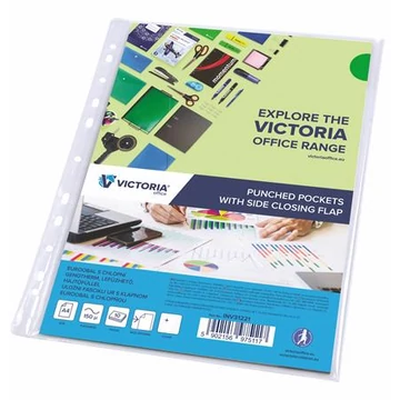 Genotherm, lefűzhető, oldalán hajtófüllel, A4, 150 mikron, víztiszta, VICTORIA OFFICE Genotherm, lefűzhető, oldalán hajtófüllel, A4, 150 mikron, víztiszta, VICTORIA OFFICE