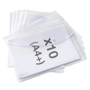Irattartó tasak, A4+, PP, patentos, RAPESCO "Eco", áttetsző, 10 db/csomag