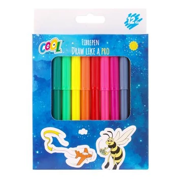 Filctoll készlet, 2 mm, COOL BY VICTORIA, 12 különböző szín Filctoll készlet, 2 mm, COOL BY VICTORIA, 12 különböző szín