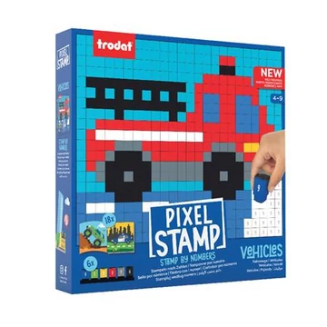 Kreatív foglalkoztató füzet, bélyegzős, TRODAT "Creativ Pixelstamp", járművek