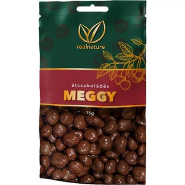 Aszalt meggy, 75 g, REAL NATURE, étcsokoládés