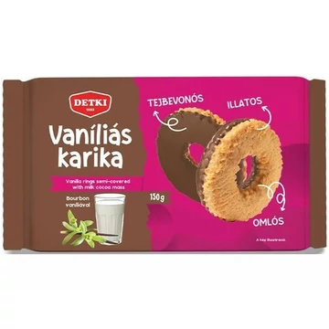 Vaníliás karika, 150 g, DETKI, tejbevonóval mártva
