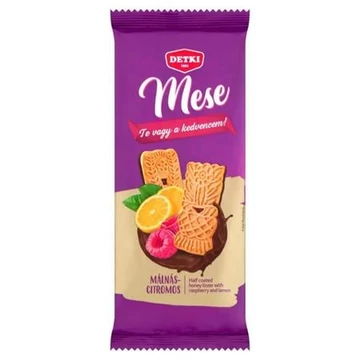 Mézes linzer, 180 g, DETKI "Mese", málnás-citromos, kakaós étbevonómasszával félig mártva