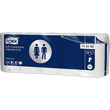 Toalettpapír, T4 rendszer, 3 rétegű, 12,5 cm átmérő, Advanced, TORK "Soft", fehér Toalettpapír, T4 rendszer, 3 rétegű, 12,5 cm átmérő, Advanced, TORK "Soft", fehér