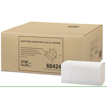 Kéztörlő, Z hajtás, 2 rétegű, 250 lap, H3 rendszer, Universal "Singlefold", natúr