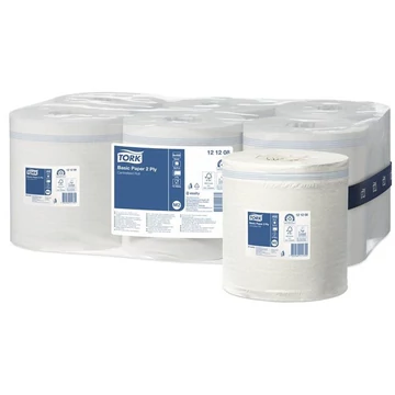 Kéztörlő, tekercses, belsőmag-adagolás, 2 rétegű, M2 rendszer, Universal, TORK, fehér Kéztörlő, tekercses, belsőmag-adagolás, 2 rétegű, M2 rendszer, Universal, TORK, fehér