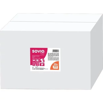 Kéztörlő, V hajtogatott, 2 rétegű, 200 lap, 21x25 cm, SOVIO Kéztörlő, V hajtogatott, 2 rétegű, 200 lap, 21x25 cm, SOVIO