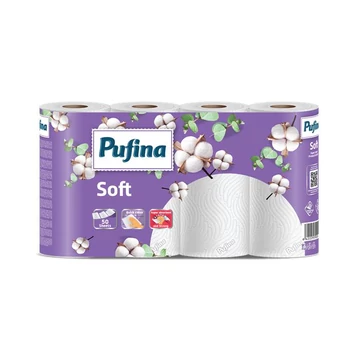 Háztartási papírtörlő, 2 rétegű, 50 lap, 4 tekercses, PUFINA "Soft" Háztartási papírtörlő, 2 rétegű, 50 lap, 4 tekercses, PUFINA "Soft"