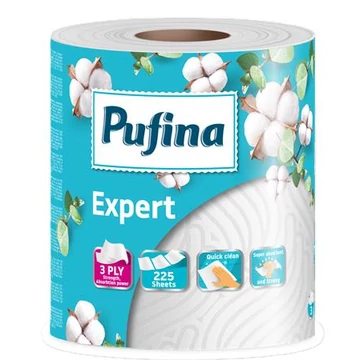 Háztartási papírtörlő, 3 rétegű, 225 lap, 1 tekercses, PUFINA "Expert" Háztartási papírtörlő, 3 rétegű, 225 lap, 1 tekercses, PUFINA "Expert"