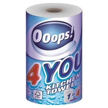 Háztartási papírtörlő, 2 rétegű, 200 lap, tekercses, OOOPS "4You" Háztartási papírtörlő, 2 rétegű, 200 lap, tekercses, OOOPS "4You"