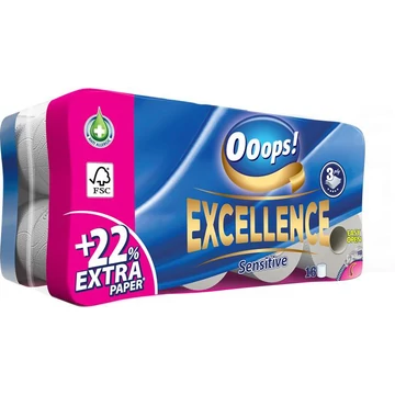 Toalettpapír, 3 rétegű, kistekercses, 16 tekercs, OOOPS "Excellence" Toalettpapír, 3 rétegű, kistekercses, 16 tekercs, OOOPS "Excellence"