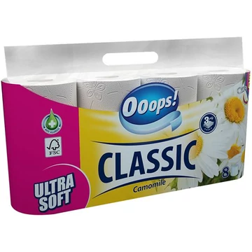 Toalettpapír, 3 rétegű, kistekercses, 8 tekercs, OOOPS "Classic", kamilla Toalettpapír, 3 rétegű, kistekercses, 8 tekercs, OOOPS "Classic", kamilla