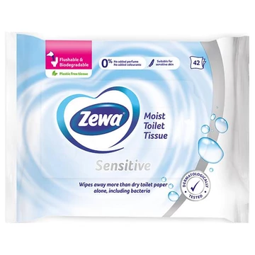 Toalettpapír, nedves, 42db, ZEWA, sensitive Toalettpapír, nedves, 42db, ZEWA, sensitive