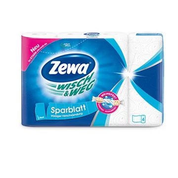 Háztartási papírtörlő, 2 rétegű, 4 tekercses, ZEWA "Wisch&Weg sparblatt" Háztartási papírtörlő, 2 rétegű, 4 tekercses, ZEWA "Wisch&Weg sparblatt"