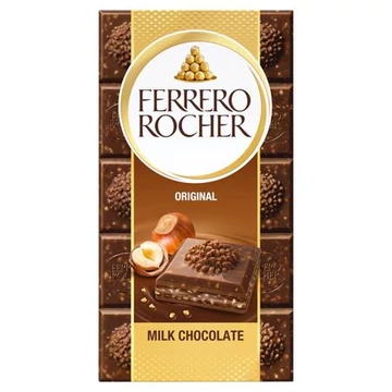 Tejcsokoládé, 90 g, FERRERO ROCHER "Prémium", mogyorós töltelékkel Tejcsokoládé, 90 g, FERRERO ROCHER "Prémium", mogyorós töltelékkel